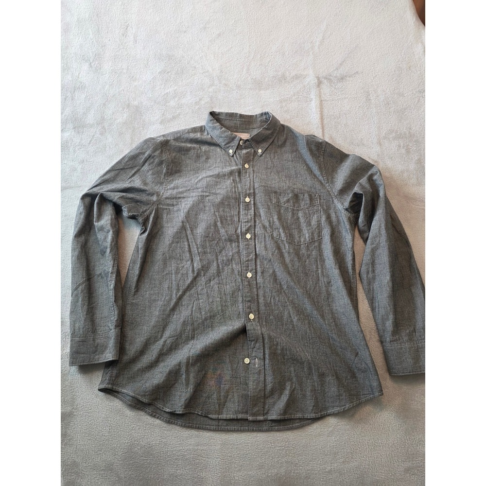 Everlane Button Down Shirt Mens XL Gray Long Sleeve Cotton Casual Pocket